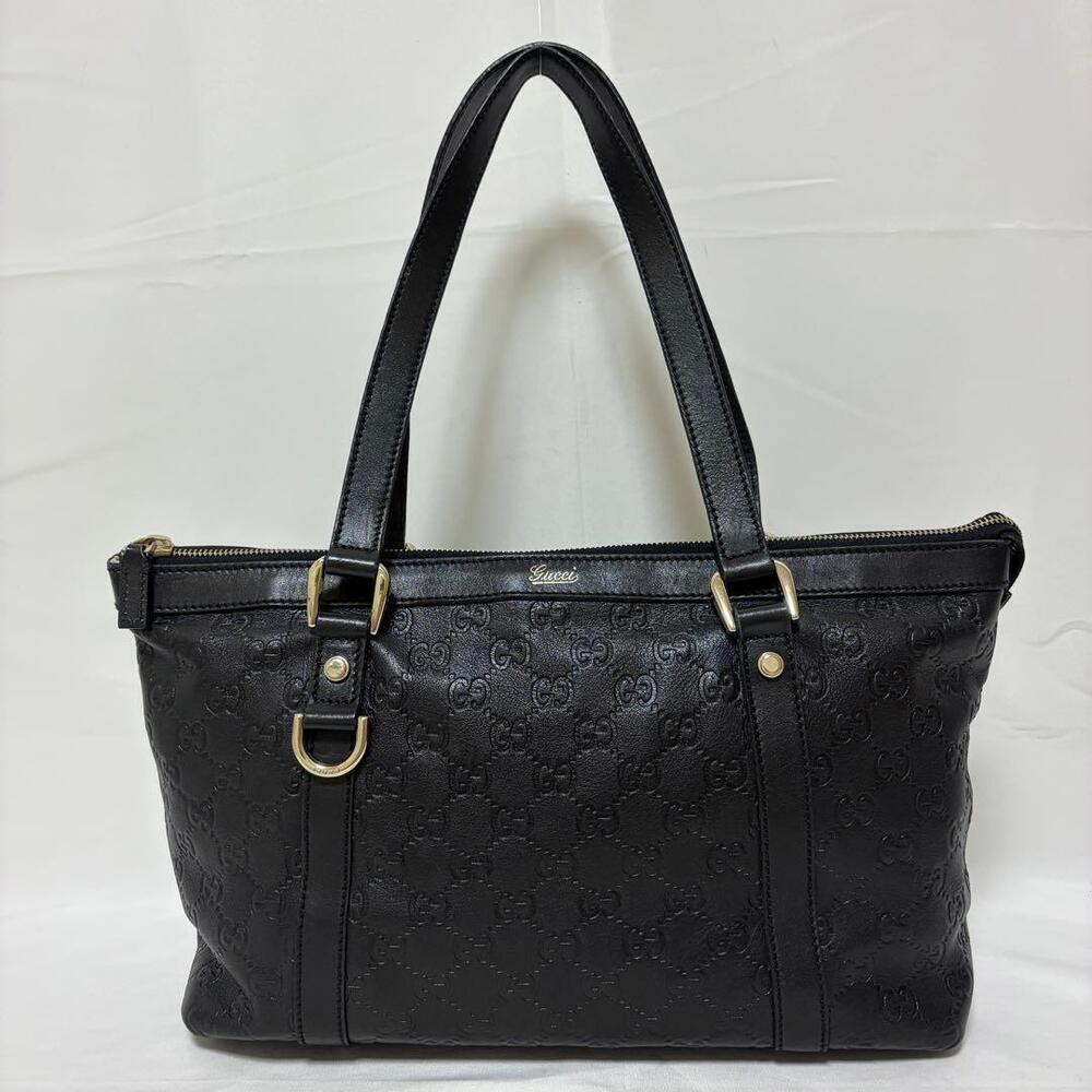 GUCCI Guccissima Tote Bag Abbey Leather Black